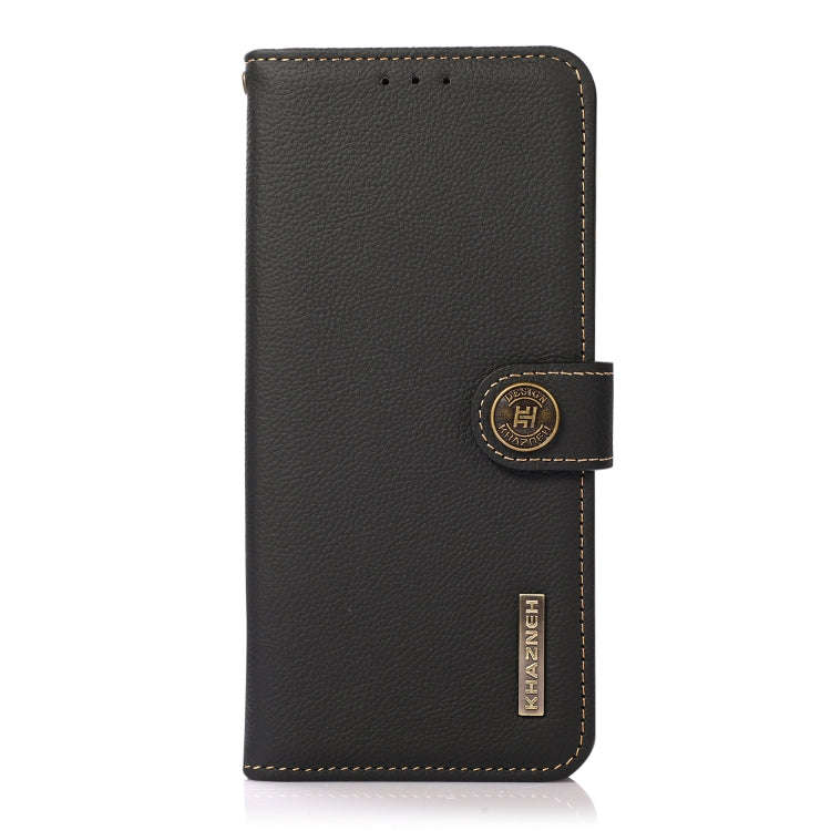 For Huawei nova Y70 Plus KHAZNEH Custer Genuine Leather RFID Phone Case(Black)