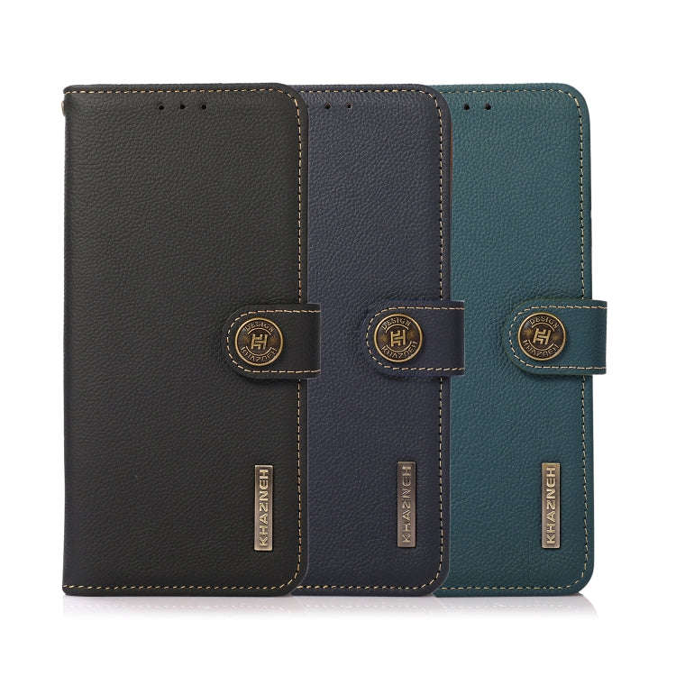 For Huawei nova Y70 Plus KHAZNEH Custer Genuine Leather RFID Phone Case(Black)