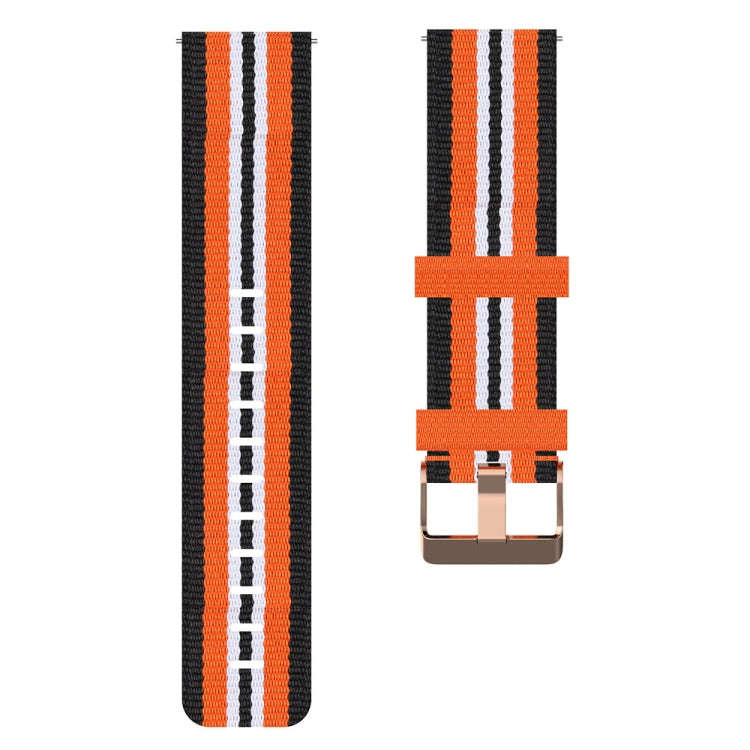 For ID205 19mm Nylon Braided Watch Band(Black+Orange)