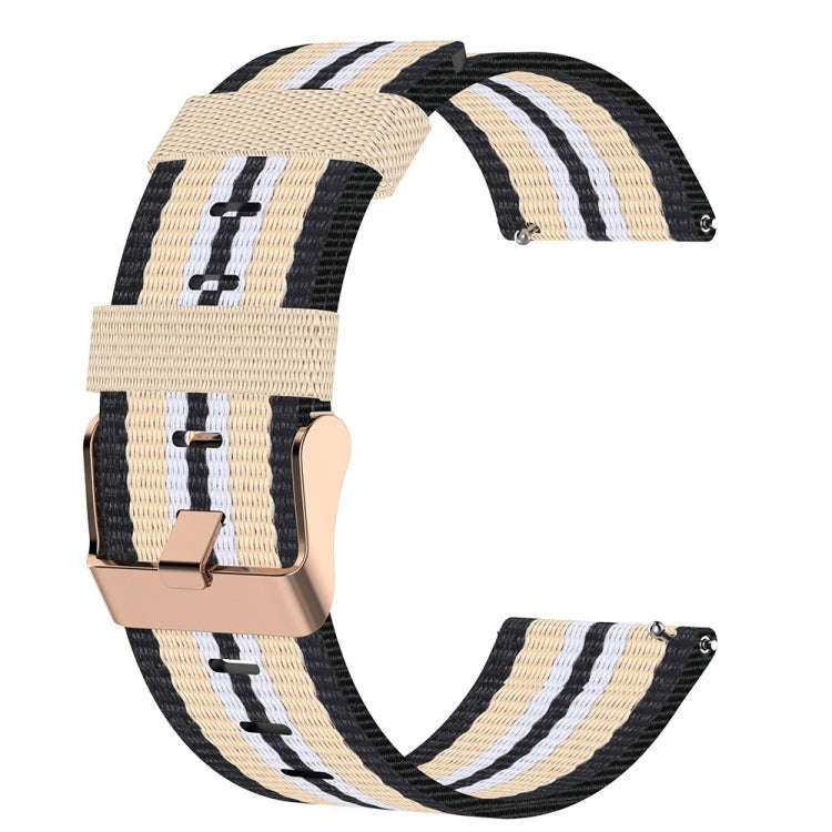 For ID205 19mm Nylon Braided Watch Band(Black+Beige)