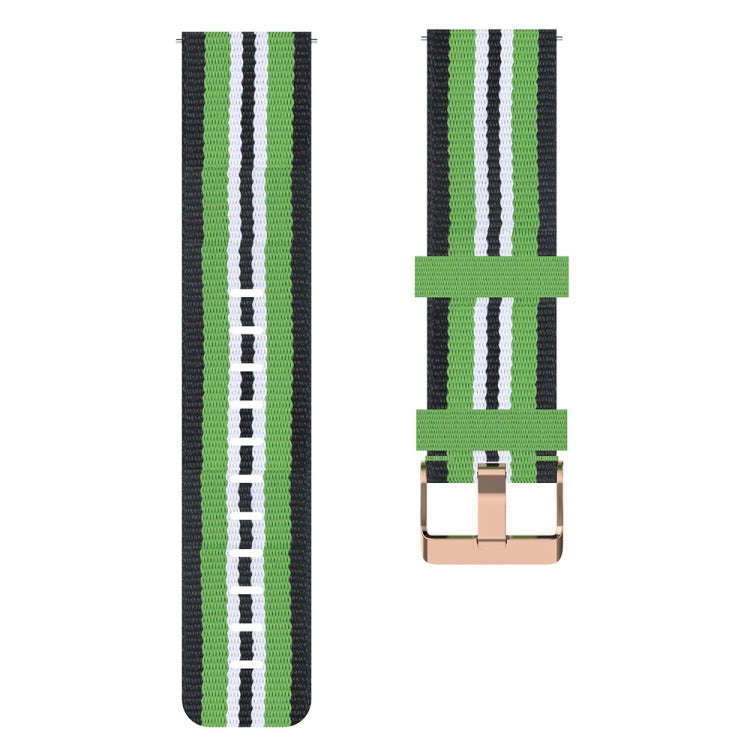 For ID205 19mm Nylon Braided Watch Band(Black+Green)