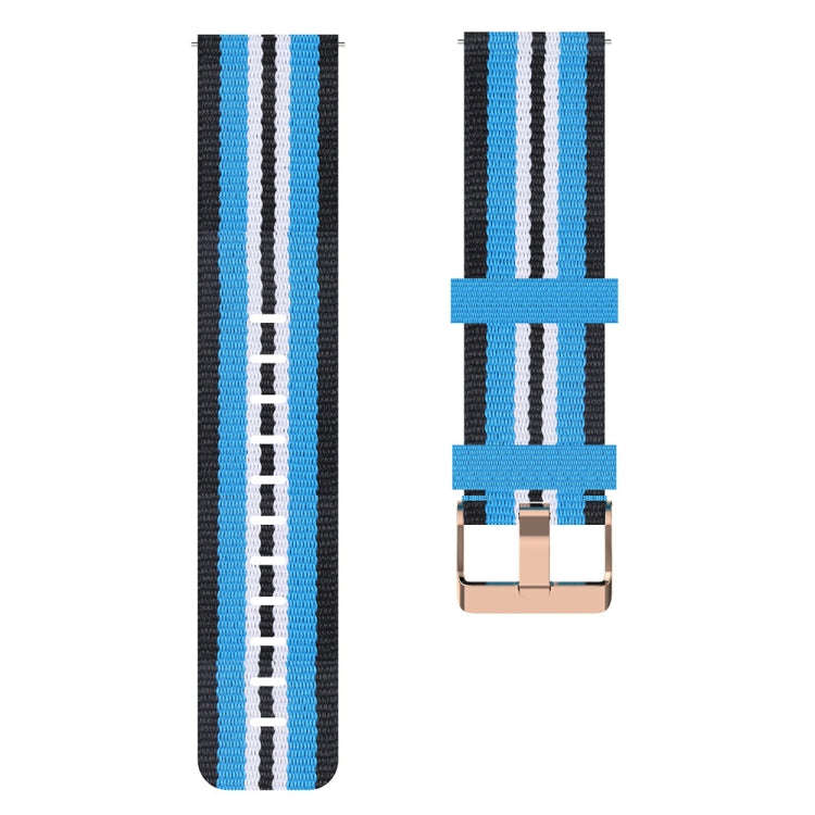 For ID205 19mm Nylon Braided Watch Band(Black+Blue)