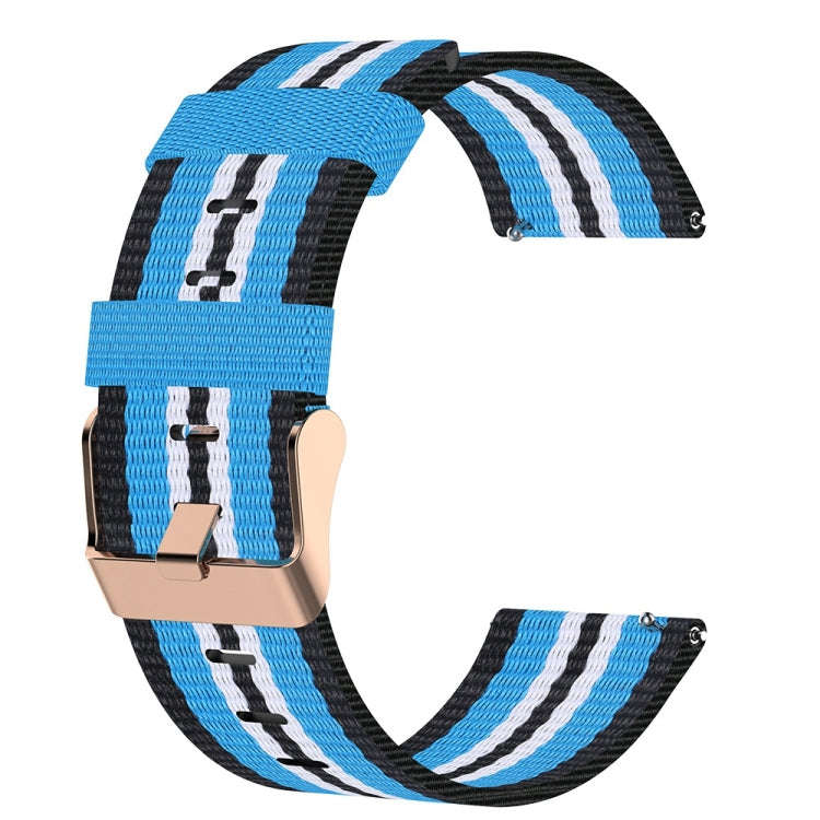For ID205 19mm Nylon Braided Watch Band(Black+Blue)