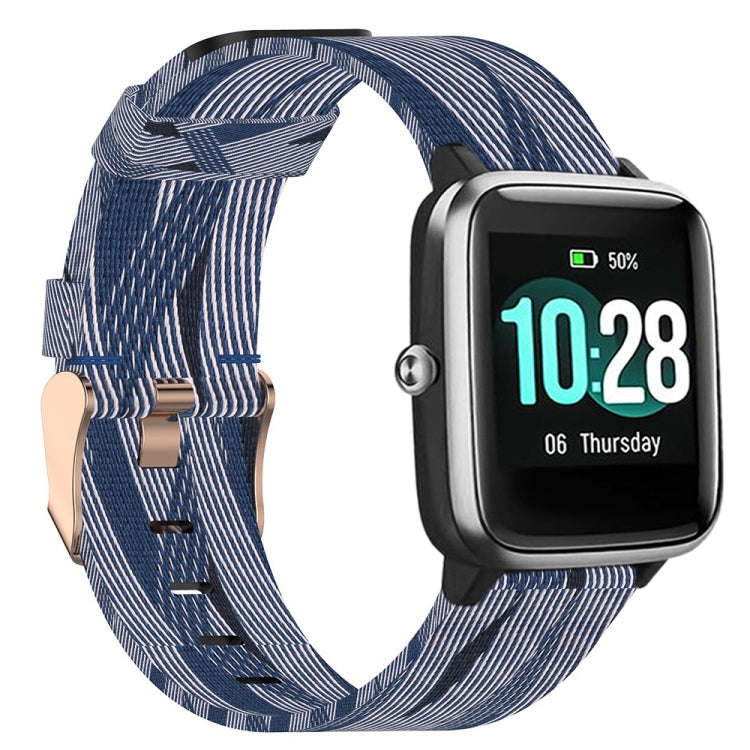 For ID205 19mm Nylon Braided Watch Band(Blue+White)