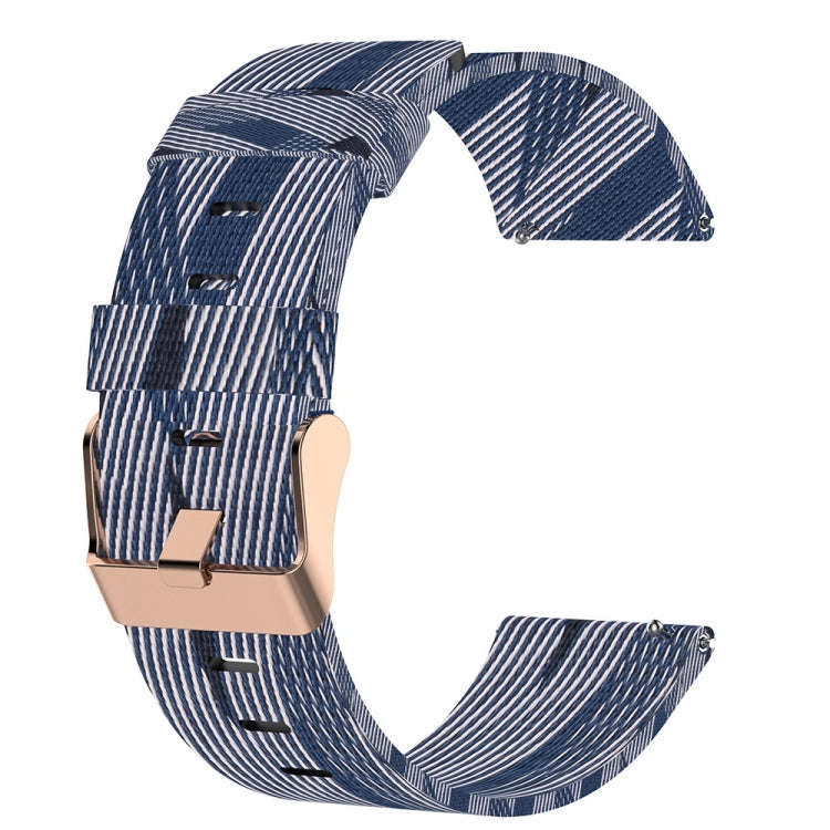 For ID205 19mm Nylon Braided Watch Band(Blue+White)