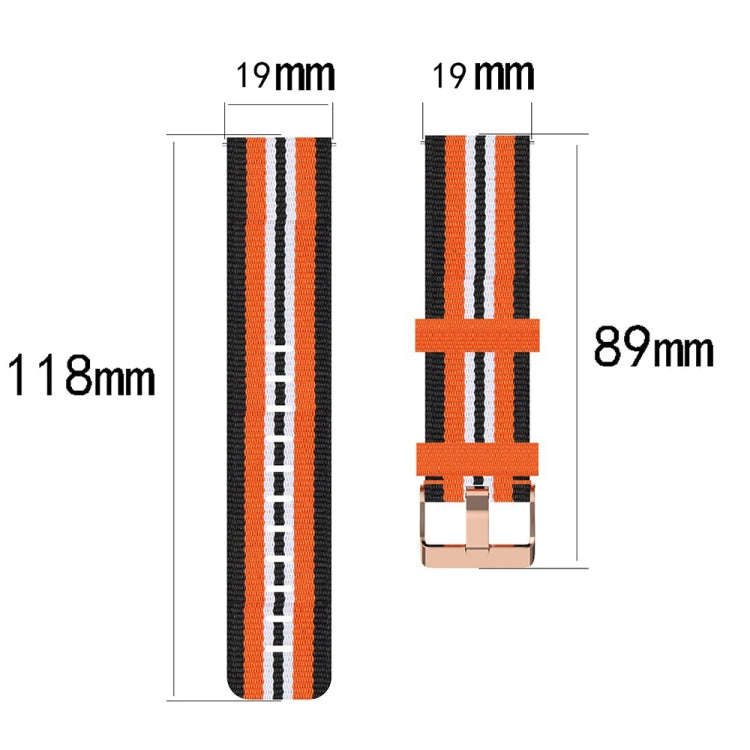 For ID205 19mm Nylon Braided Watch Band(Black+Blue)