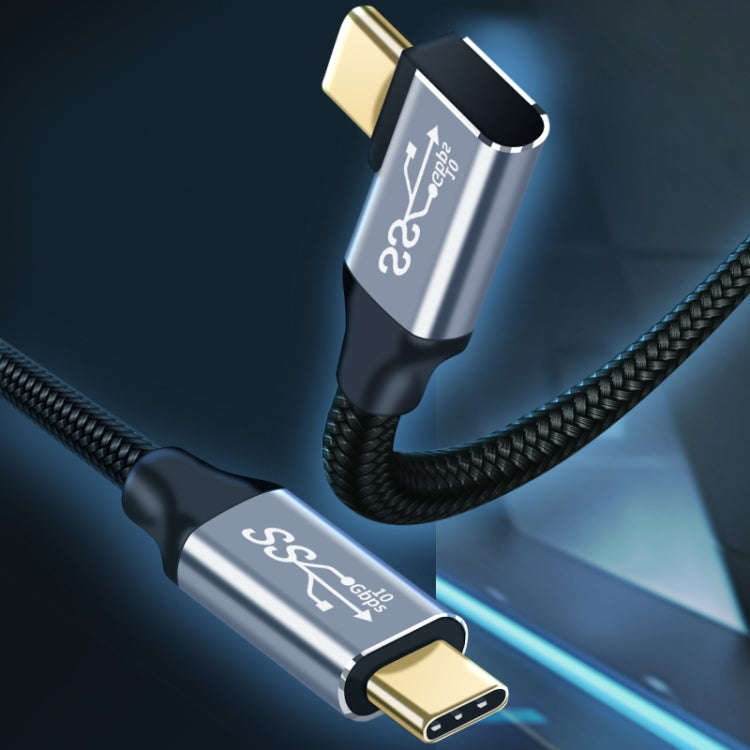 2m 10Gbps USB-C / Type-C Male Straight to Male Elbow Charging Data Transmission Cable