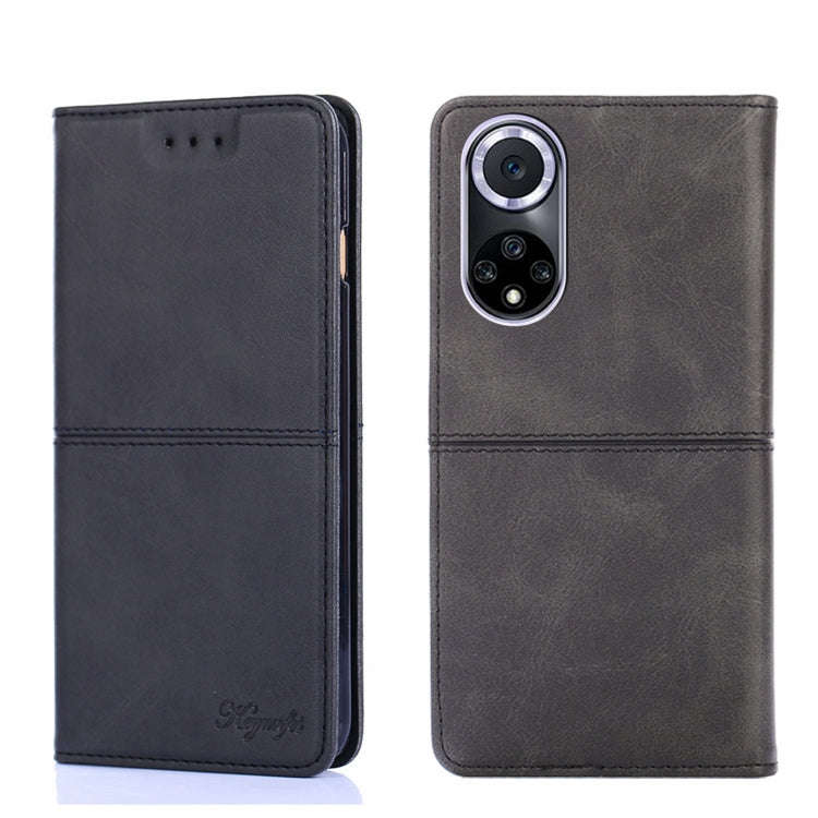 For Huawei Nova 9 Cow Texture Magnetic Horizontal Flip Leather Phone Case(Black)