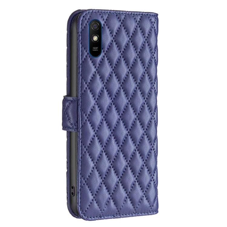 For Xiaomi Redmi 9A Diamond Lattice Wallet Leather Flip Phone Case(Blue)