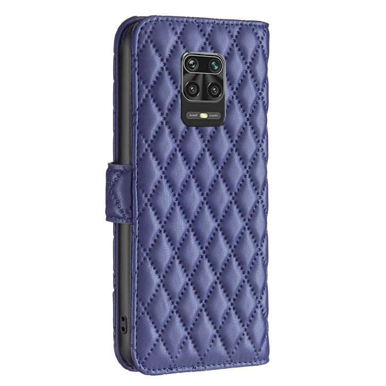For Xiaomi Redmi Note 9 Pro Max Diamond Lattice Wallet Leather Flip Phone Case(Blue)