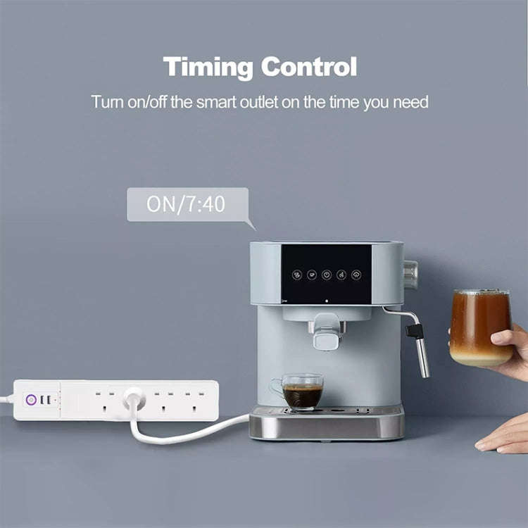 WiFi 16A SM-SO306-K 4 Holes + 2 USB Multi-purpose Smart Power Strip, UK Plug