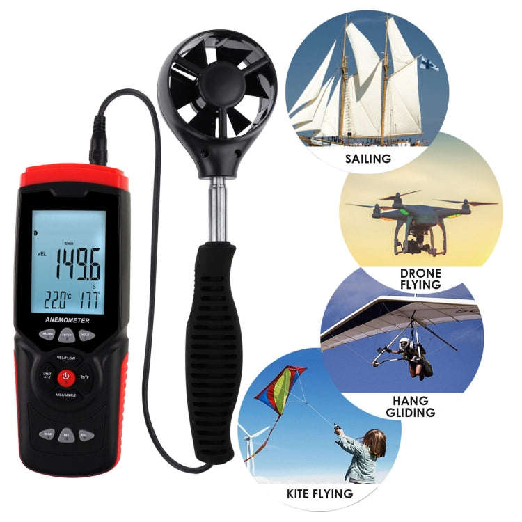 GT8913 Handheld Digital LCD Hot Wire Anemometer, Battery Not Included