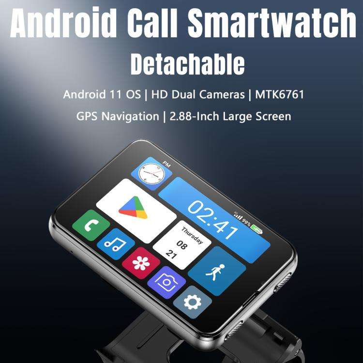 S999 2.88 inch TFT Screen 4G Smart Watch, Android 11 4GB+64GB(Silver)