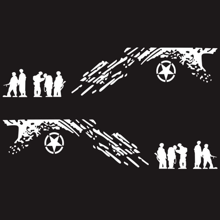 2 PCS/Set D-123 Soldiers Pattern Car Modified Decorative Sticker(White)