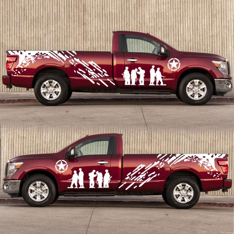 2 PCS/Set D-123 Soldiers Pattern Car Modified Decorative Sticker(White)