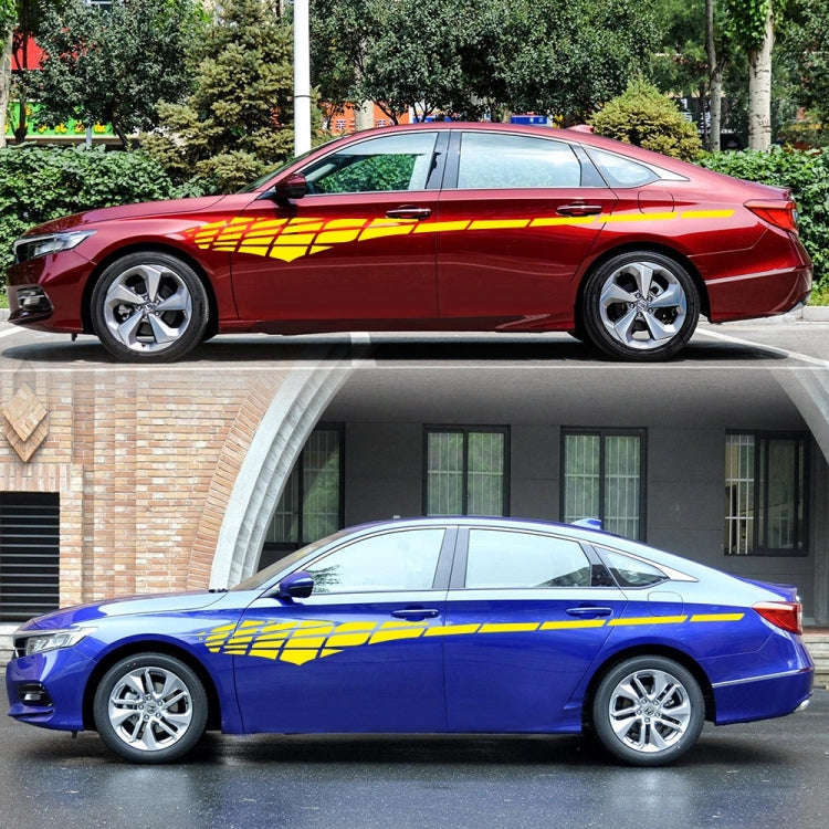2 PCS/Set D-501 Plaid Pattern Car Modified Decorative Sticker(Yellow)