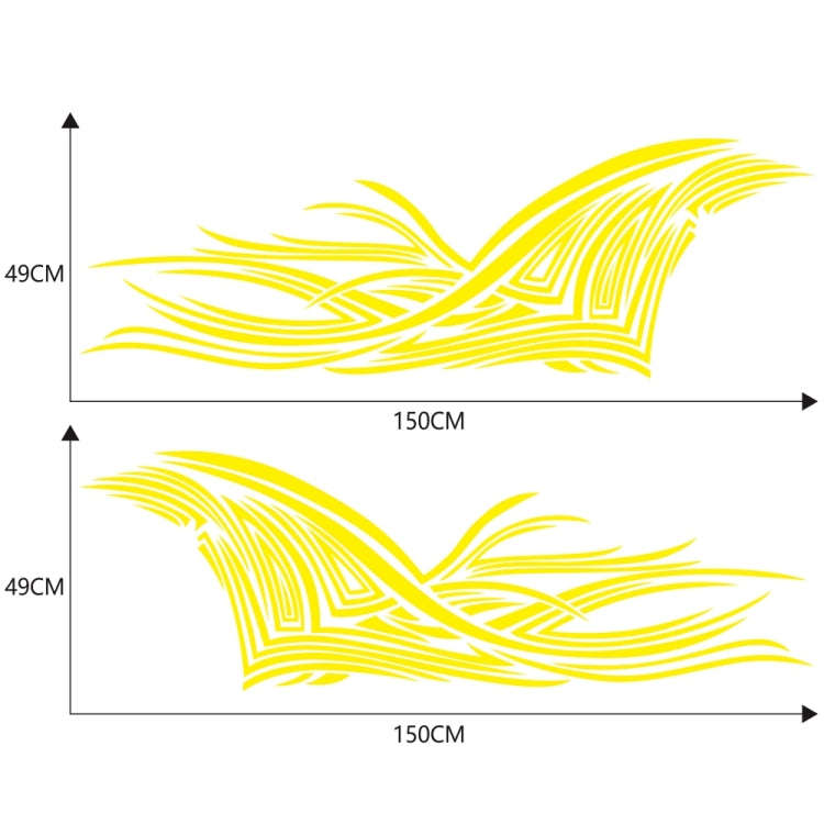 2 PCS/Set D-752 Lines Pattern Car Modified Decorative Sticker(Yellow)