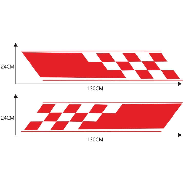 2 PCS/Set D-962 Checkered Flag Pattern Car Modified Decorative Sticker(Red)