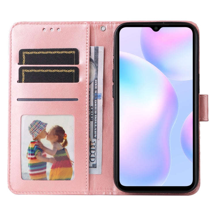For Xiaomi Redmi 9A Embossed Sunflower Leather Phone Case(Pink)