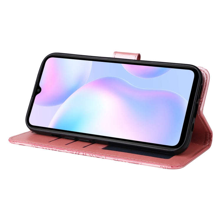 For Xiaomi Redmi 9A Embossed Sunflower Leather Phone Case(Pink)