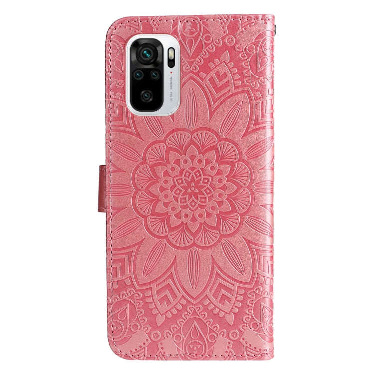 For Xiaomi Redmi Note 10 4G / Note 10S 4G  Embossed Sunflower Leather Phone Case(Pink)
