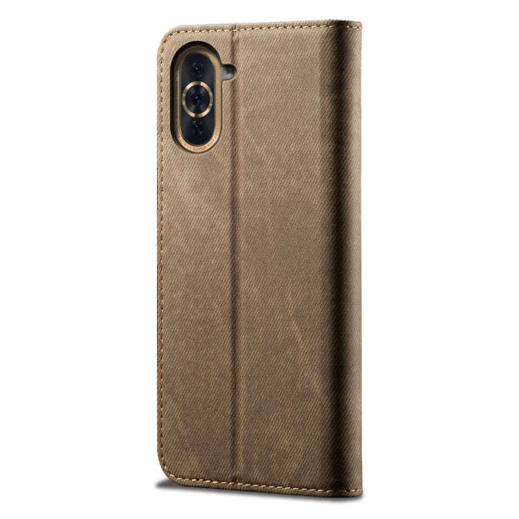 For Huawei Nova 10 4G Denim Texture Casual Style Horizontal Flip Leather Case(Khaki)