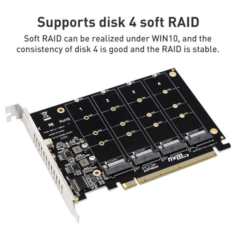 PH44 NVME 4 Disk Array Card PCI-E Signal Split Array Card