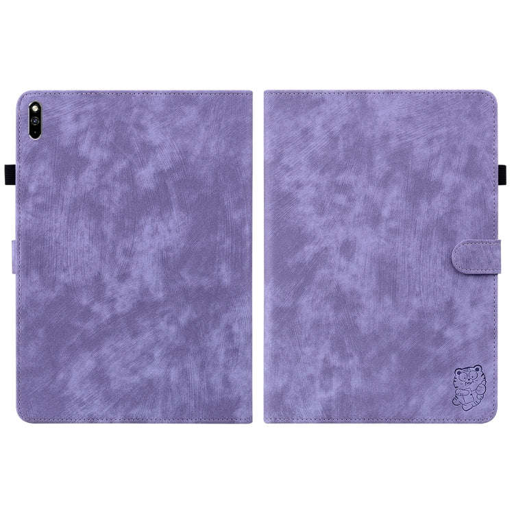 For Huawei MatePad Pro 10.8 2021/2018 Tiger Pattern PU Tablet Case(Purple)