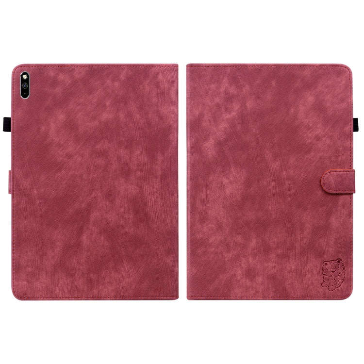 For Huawei MatePad Pro 10.8 2021/2018 Tiger Pattern PU Tablet Case(Red)