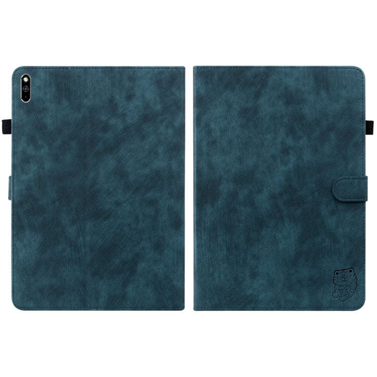 For Huawei MatePad Pro 10.8 2021/2018 Tiger Pattern PU Tablet Case(Dark Blue)