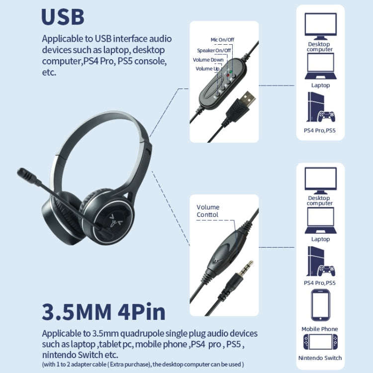 SOYTO SY-G30C Long Microphone Wired Noise Cancelling Ergonomic Gaming Headset, Interface:3.5mm(Bl...