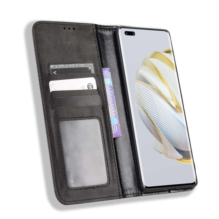 For Huawei nova 10 Magnetic Buckle Retro Texture Leather Phone Case(Black)