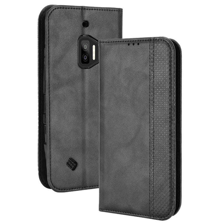 For Oukitel WP12 / WP12 Pro Magnetic Buckle Retro Texture Leather Phone Case(Black)