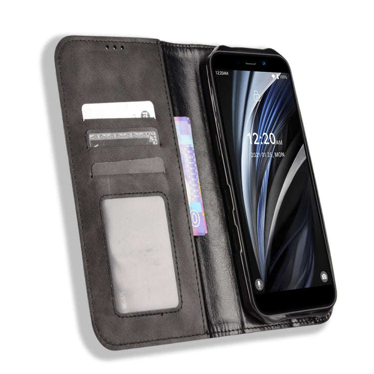 For Oukitel WP12 / WP12 Pro Magnetic Buckle Retro Texture Leather Phone Case(Black)
