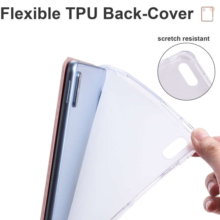 For Huawei MatePad 10.4 3-folding Transparent TPU Smart Leather Tablet Case(Ice Pink)