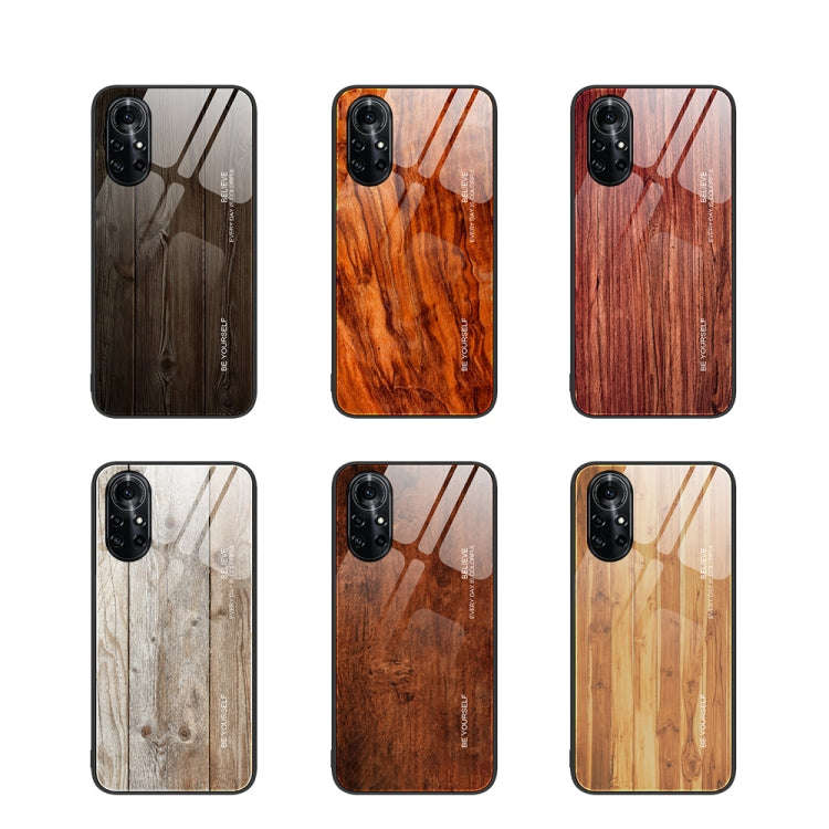 For Huawei nova 8 Pro 5G Wood Grain Glass Protective Case(Black)