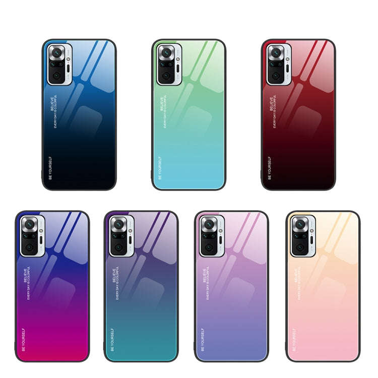 For Xiaomi Redmi Note 10 Pro 4G Global Gradient Color Glass Case(Yellow Pink)