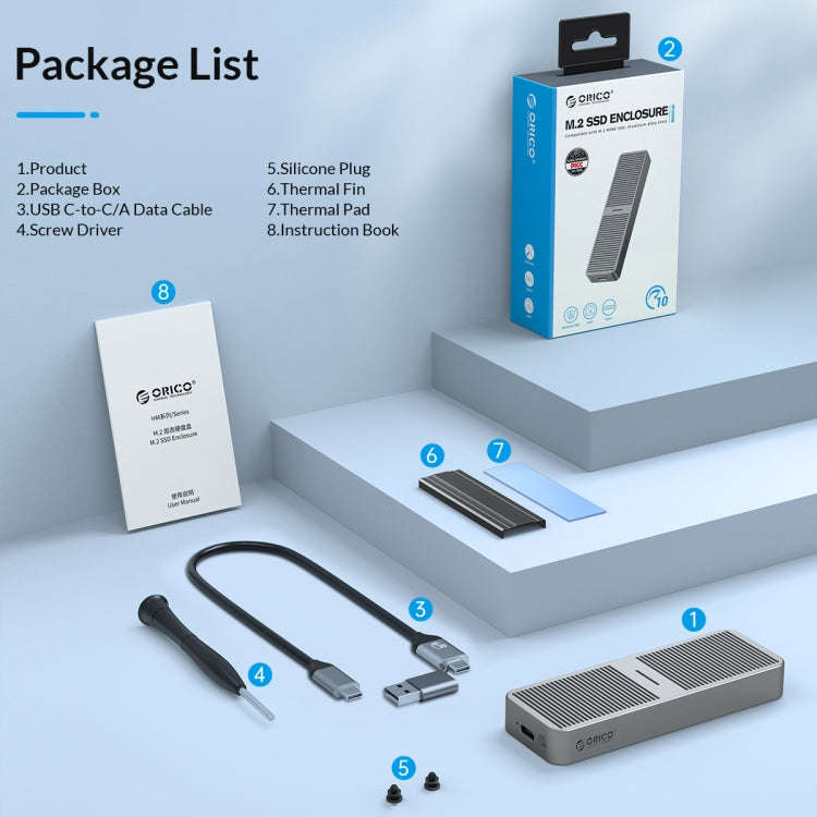 ORICO M223C3-G4-SV USB3.2 20Gbps M.2 NVMe SSD Enclosure(Silver)