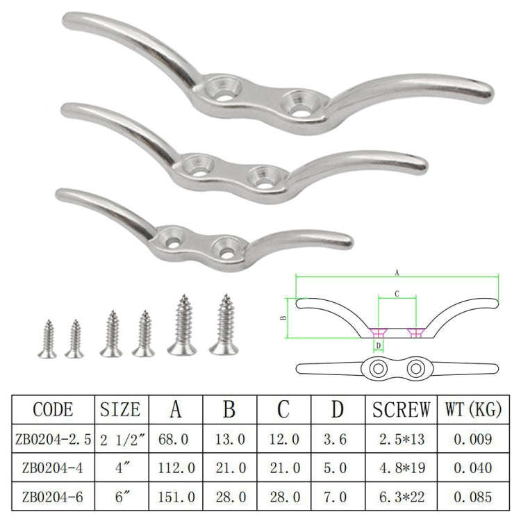 316 Stainless Steel Marine Flagpole Hook with Screw, Style:6 inch