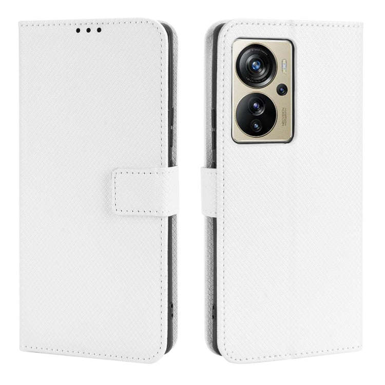 For ZTE Axon 40 Pro Diamond Texture Leather Phone Case(White)