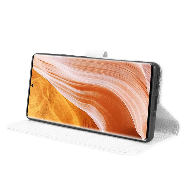 For ZTE Axon 40 Pro Diamond Texture Leather Phone Case(White)
