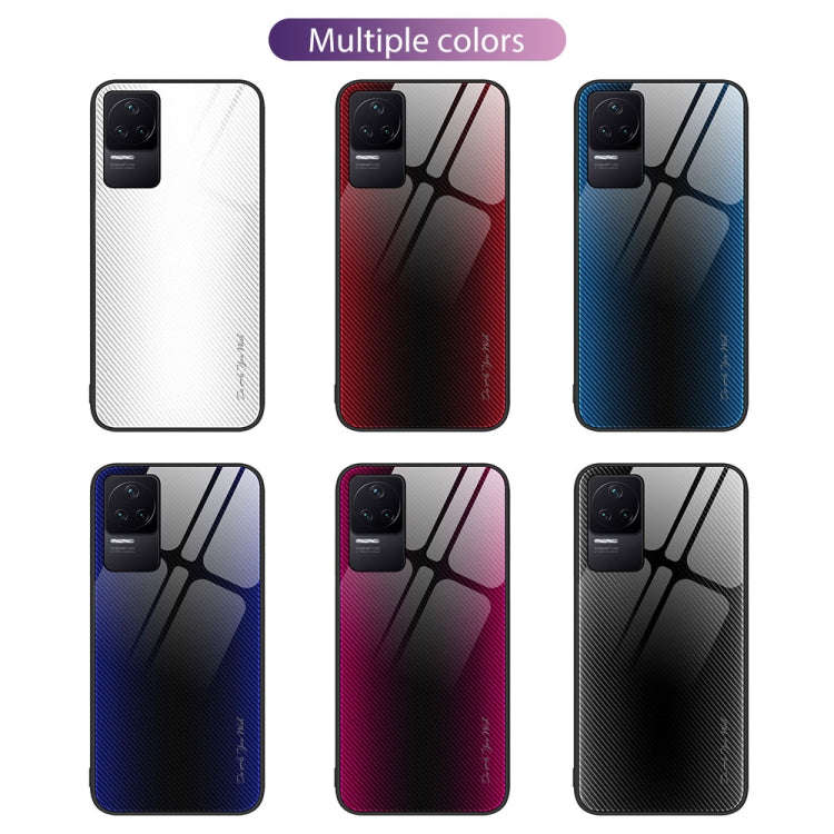 For Xiaomi Redmi K50 Pro Texture Gradient Glass TPU Phone Case(Red)