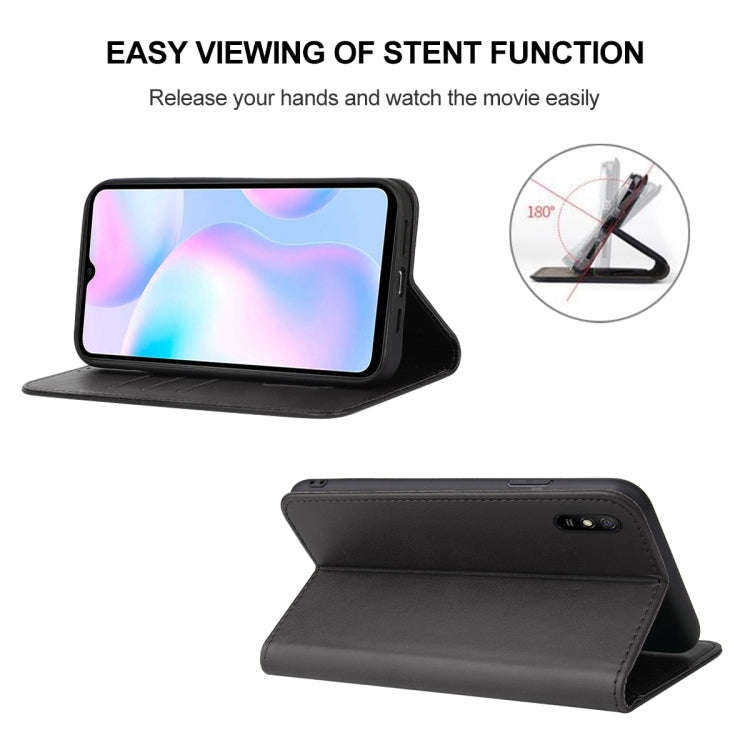 For Xiaomi Redmi 9AT Magnetic Closure Leather Phone Case(Black)