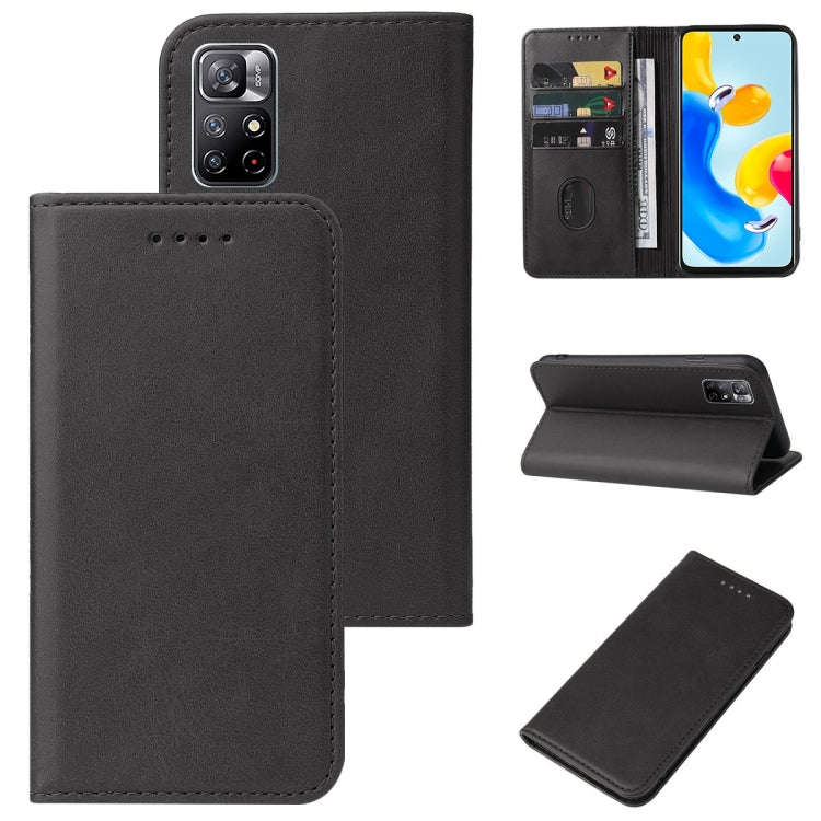 For Xiaomi Redmi Note 11S 5G Magnetic Closure Leather Phone Case(Black)