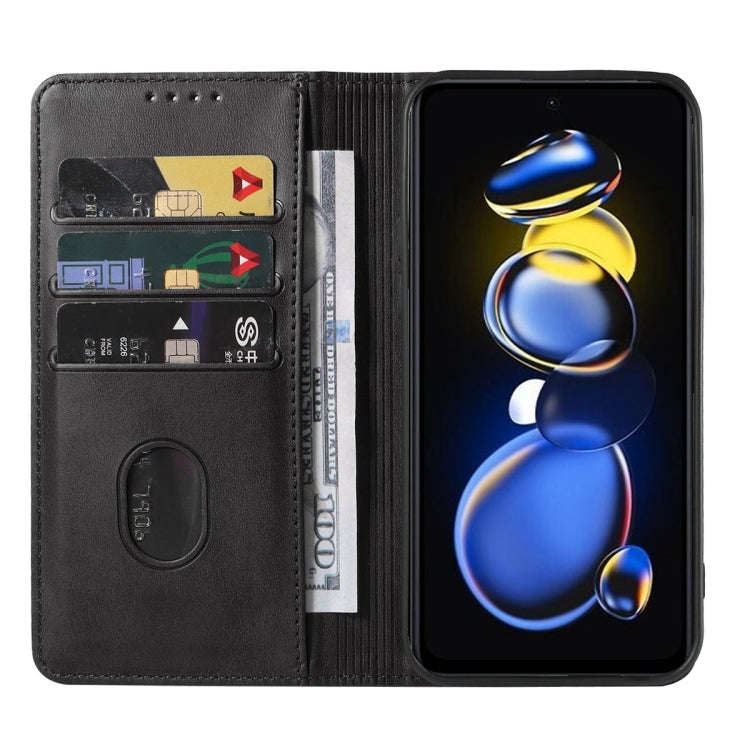 For Xiaomi Redmi Note 11T Pro+ Magnetic Closure Leather Phone Case(Black)