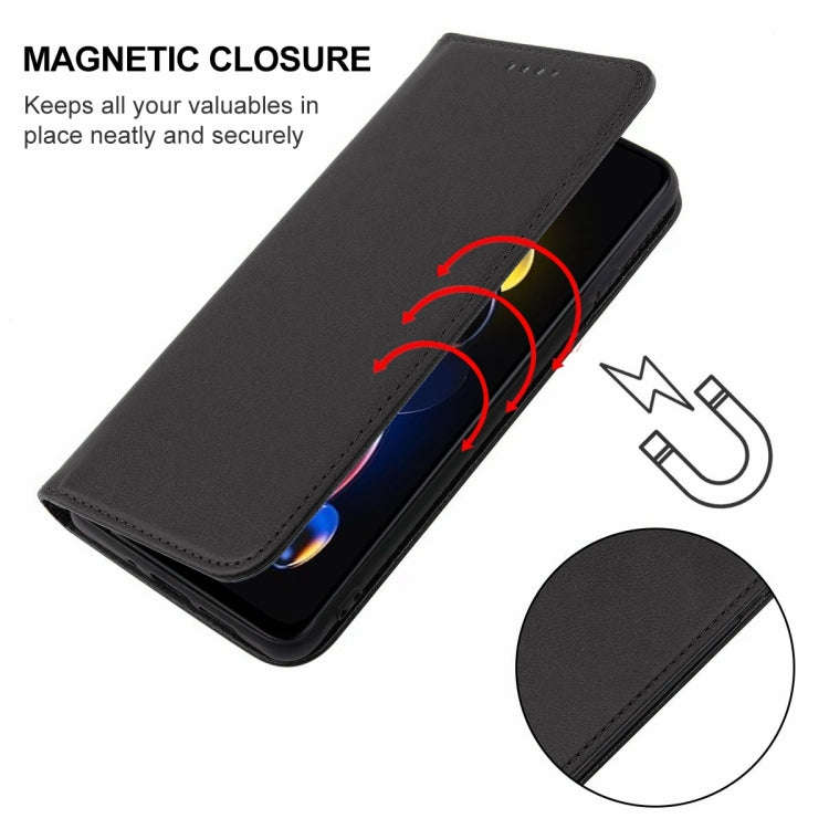 For Xiaomi Redmi Note 11T Pro+ Magnetic Closure Leather Phone Case(Black)