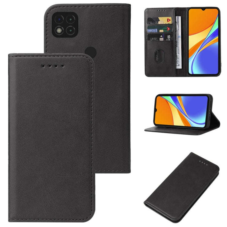 For Xiaomi Redmi 9C Magnetic Closure Leather Phone Case(Black)