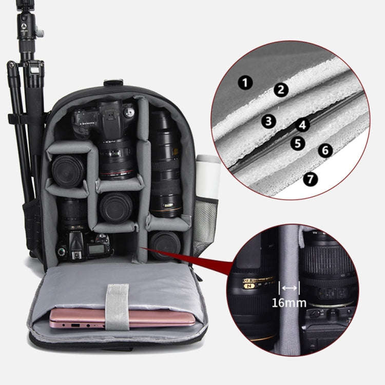 CADeN D6 V Camera Backpack Shoulders Drawbar Nylon Camera Bag, Size:32 x 18 x 43cm(Black)