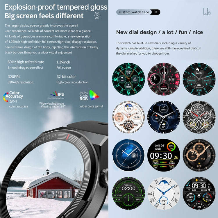 GW69 Plus Smart Watch, Support BT Call / Heart Rate / Blood Pressure / Blood Oxygen(Silver + Leat...