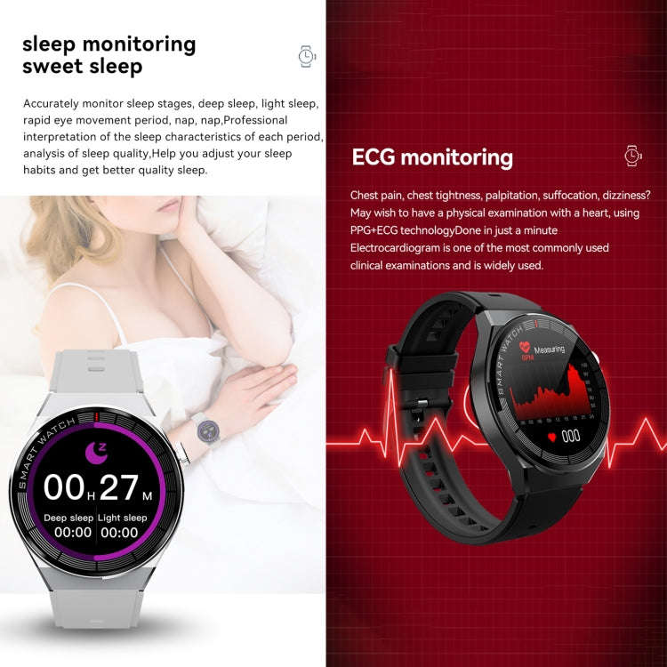 GW69 Plus Smart Watch, Support BT Call / Heart Rate / Blood Pressure / Blood Oxygen(Silver + Leat...